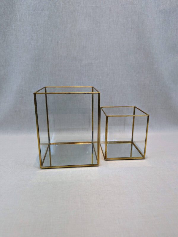 Windlicht, Glascube gold klein