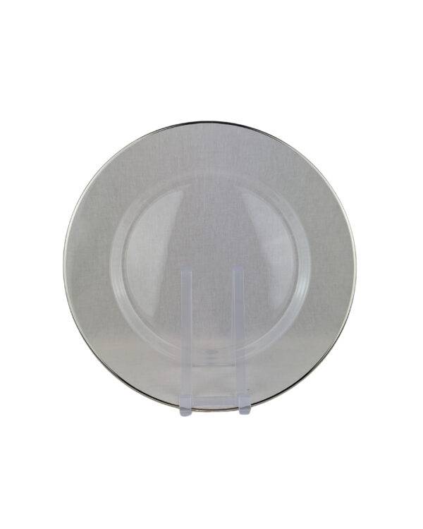 Platzteller, Glas Silberrand